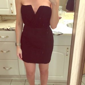 Silk strapless mini dress